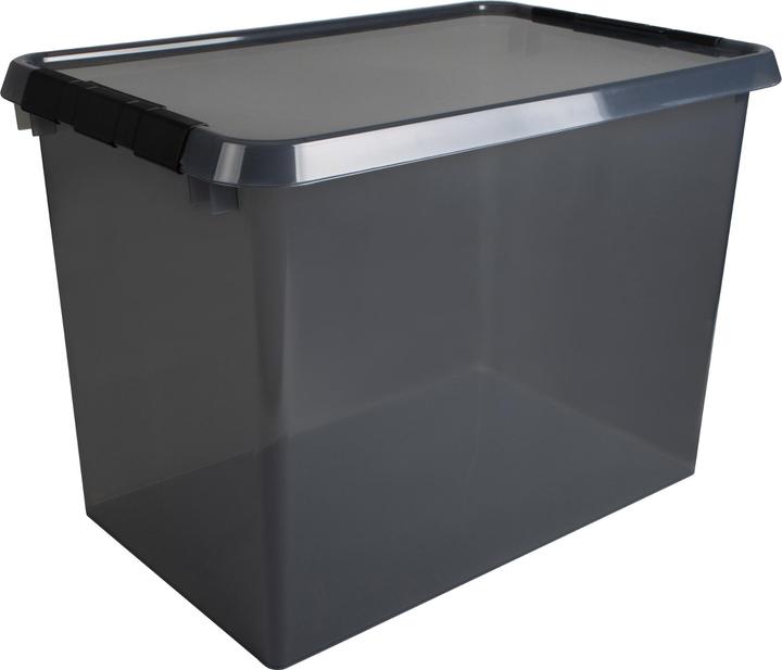 Helit Comfort-line storage box, 72L, grey-transparent (40 x 42 x 60 cm, 72 l)