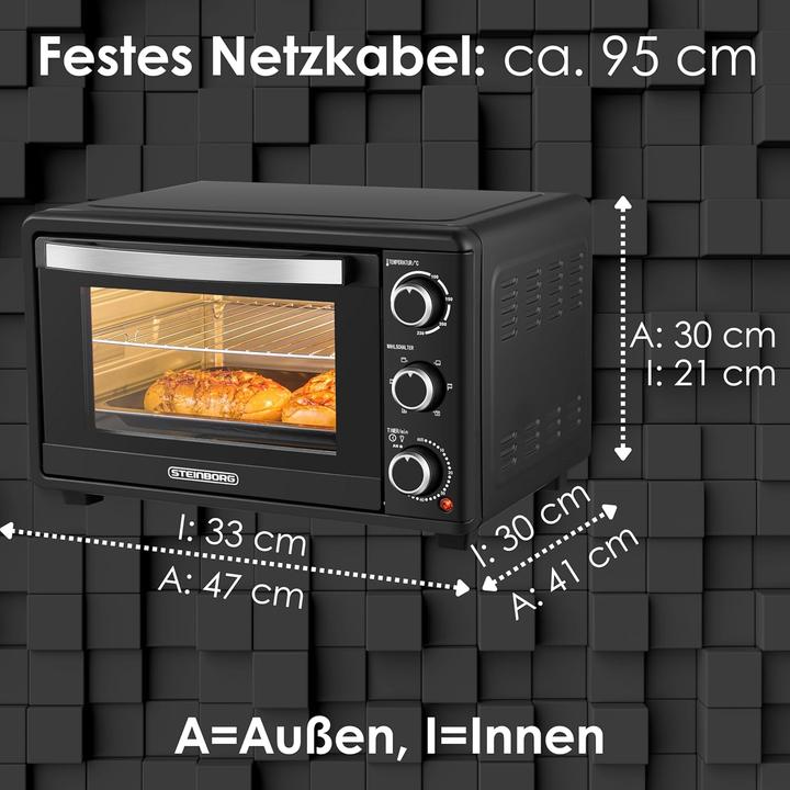 Actual product image Steinborg Mini-Backofen mit Umluft und Timer (25 Liter)