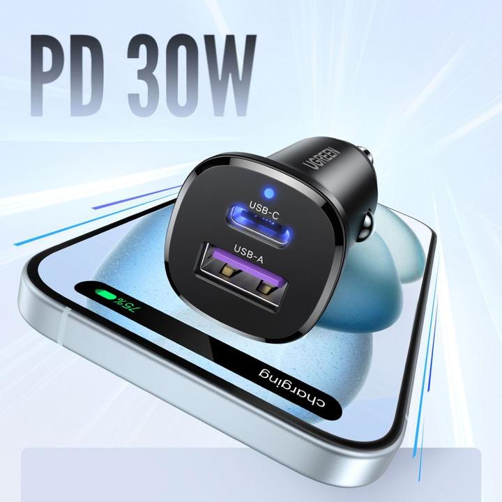 Immagine prodotto Ugreen EC305 25845 Caricabatterie da auto USB-C USB-A 30W