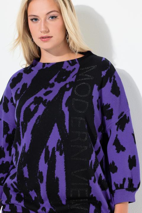 Produktbild Ulla Popken Jacquard-Pullover, Animal, Stehkragen, 3/4-Arm (58)