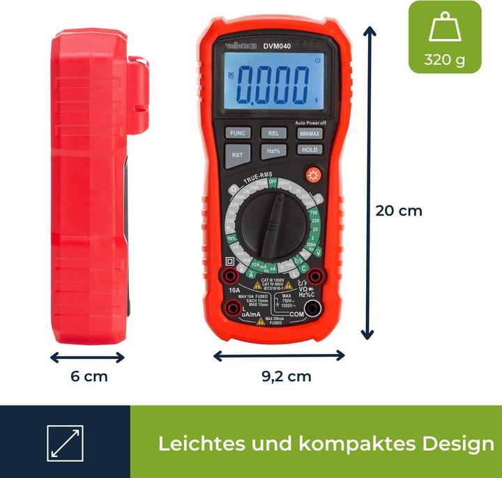 Productafbeelding Velleman Industriële, robuuste true RMS digitale multimeter - CAT III - 1000 V / CAT IV - 600 V - 11 functies (CAT IV 600V, CAT III 1000V)