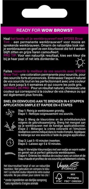 Immagine prodotto Syoss Brow Tint Eyebrow Dye Dark Brown (Dark Brown)