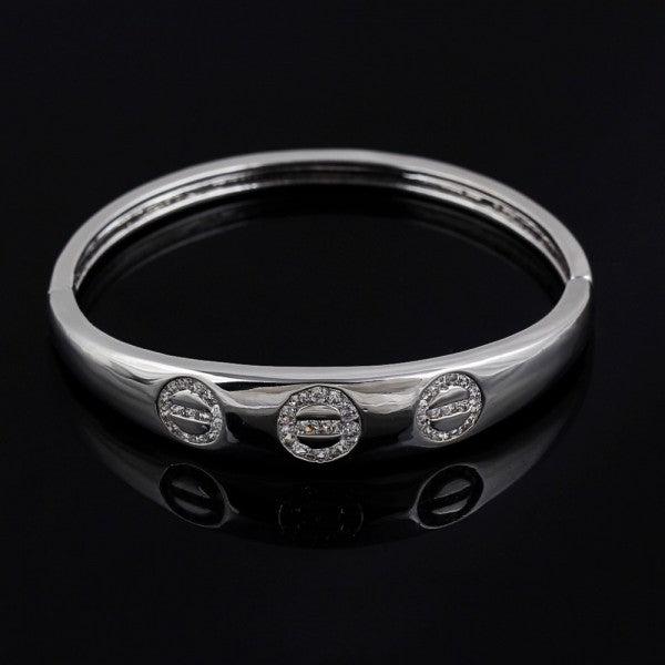 Actual product image Hermex LUXURY Platinum Plated Bangle Bracelet Charms Zirconia - Platinum (Copper-nickel alloy)