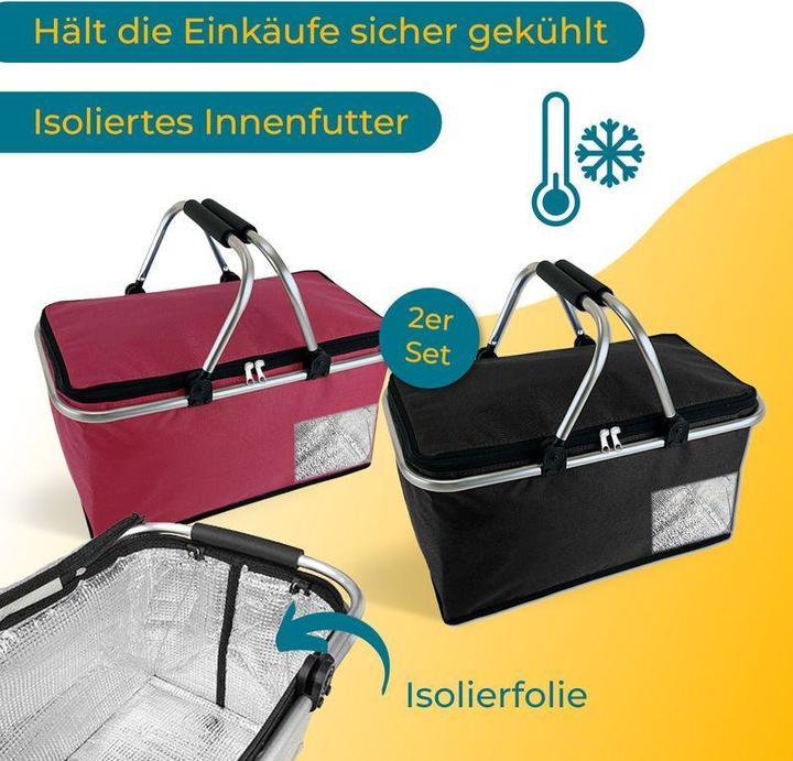 Immagine prodotto Hermex Set di cestini per la spesa Thermo Shopping Basket Carry Basket Cooling Basket Carrybag (25 l)