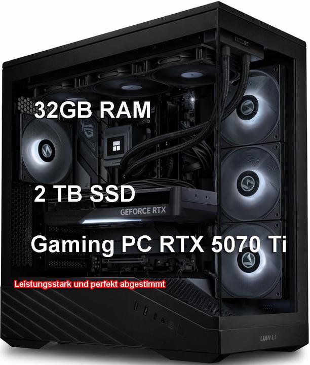 Produktbild schneller-PC Gaming PC RTX 5070 Ti (2000 GB, 32 GB, AMD Ryzen 7 7800X3D, GeForce RTX 5070 Ti)