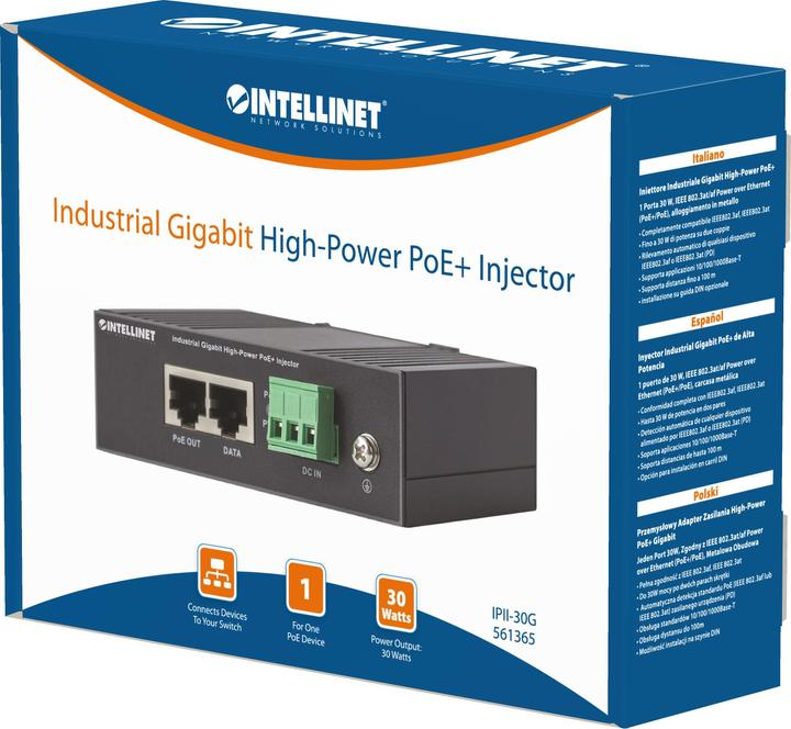 Produktbild Intellinet Gigabit High-Power PoE+ Industrie-Injektor (802.3at (PoE+), 30 W)