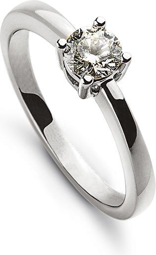 Actual product image Muau Solitaire ring 4-handle setting white gold 750, brilliant 0.33ct. (54, 950 Platinum)