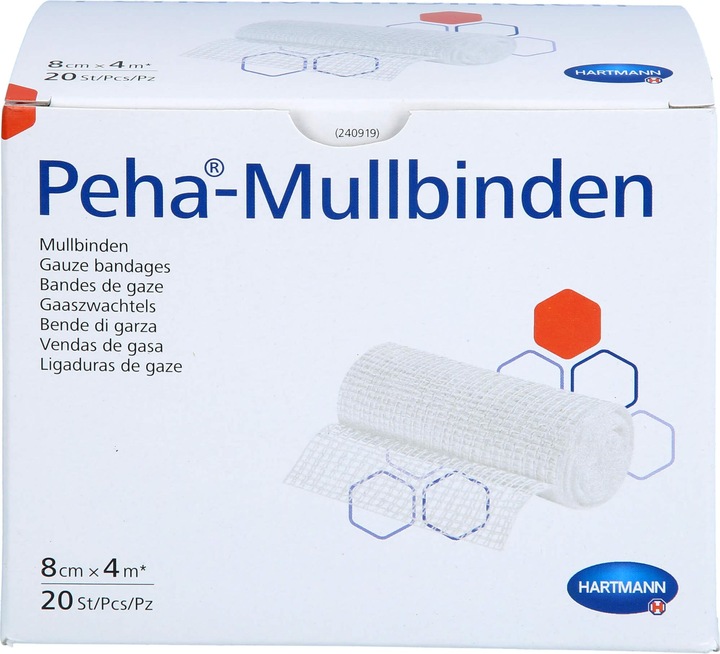 Produktbild Hartmann Peha® Mullbinden 4 m x 8 cm / 20 Stk.