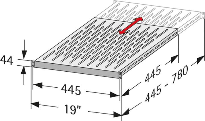 Image du produit Apranet VARIplain 19"-Fachboden 1HE tiefenvariabel, grau