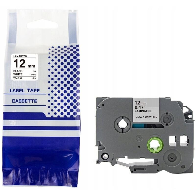 Brother, Nastro di marcatura, Taśma TZE-231 12mm x 8m czarny na białym zamiennik (1.20 cm, Bianco, Nero)
