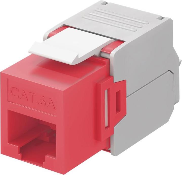 Image du produit Goobay CAT 6a KeyStone RJ45 Jack,non blindé, 500MHz, rouge-blanc (Module Keystone)