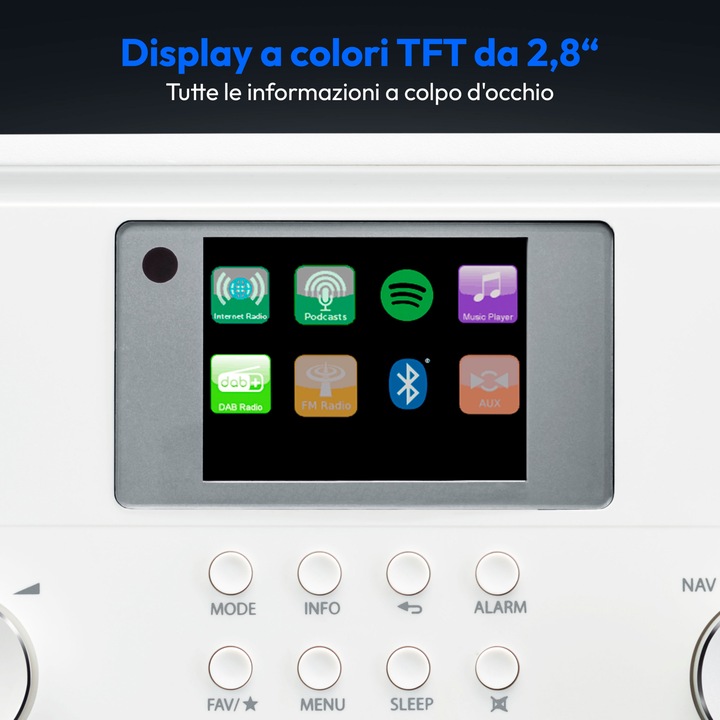 Produktbild Medion LIFE® P85027 STEREO INTERNETRADIO 7,1 cm (2,8") TFT-Display, 25.000+ Internetradiosender & zahlreic (DAB+, Internetradio, UKW, WLAN, Bluetooth)