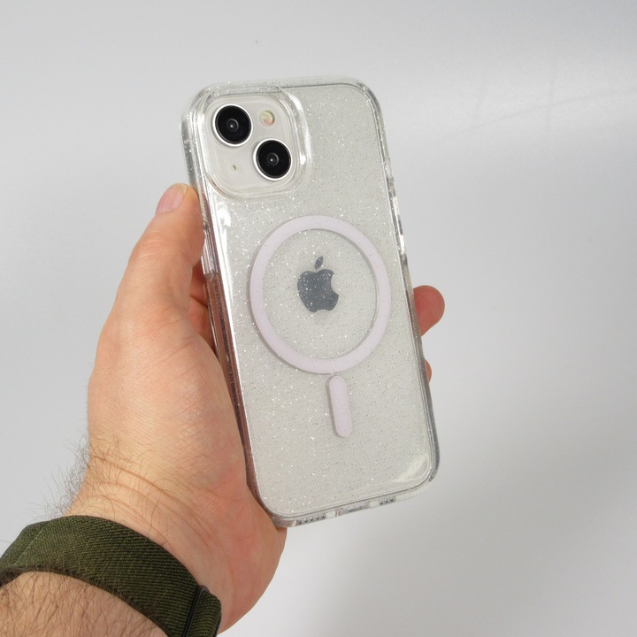 Actual product image PhoneLook Coque Silicone rigid avec dos paillettes et MagSafe (Apple iPhone 15)