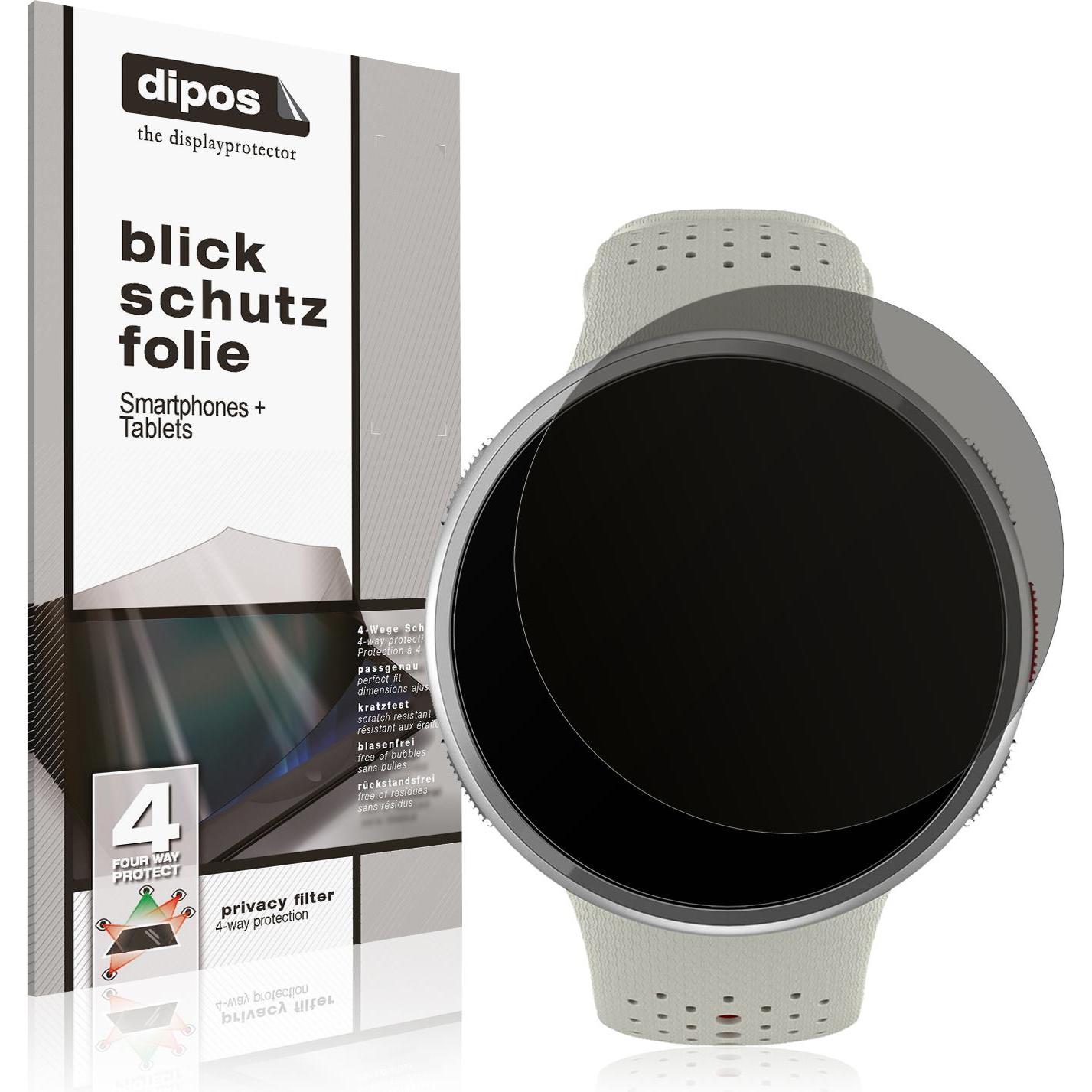 Dipos Blickschutzfolie 4-Way Privacy, Smartwatch Schutzfolie, Transparent