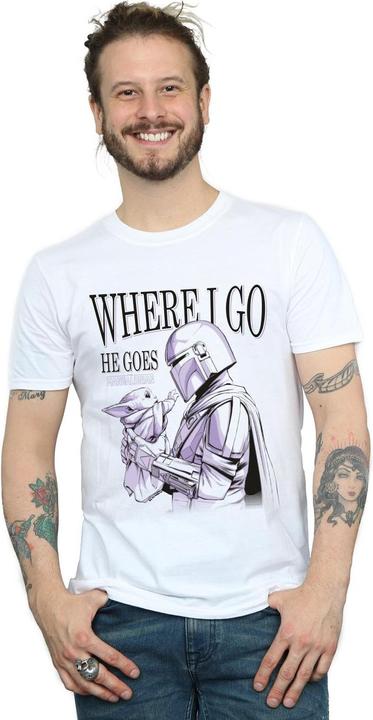 Immagine prodotto Star Wars The Mandalorian Where I Go Maglietta Uomo (L)