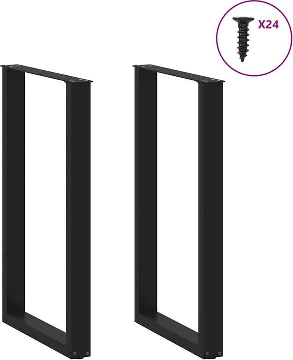 Actual product image vidaXL Coffee table legs U-shape 2 pcs. black 60x(100-101) cm steel table leg