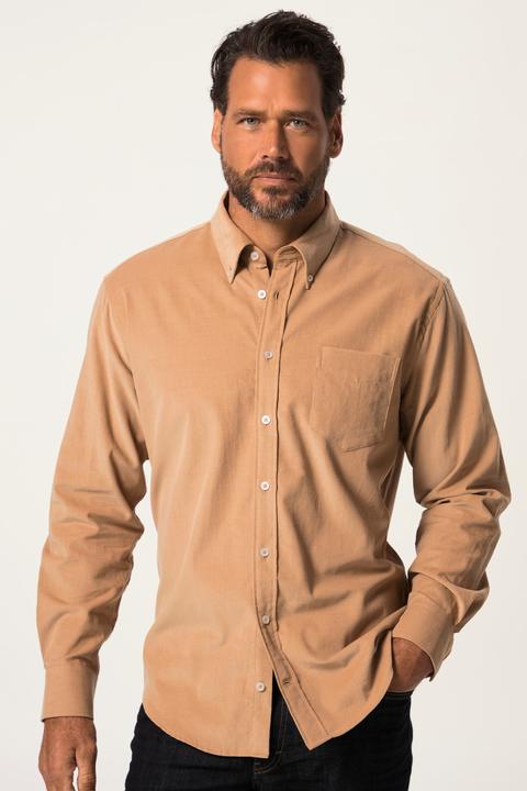 Actual product image JP1880 Corduroy shirt, long sleeve, button-down collar, modern fit (XXL)