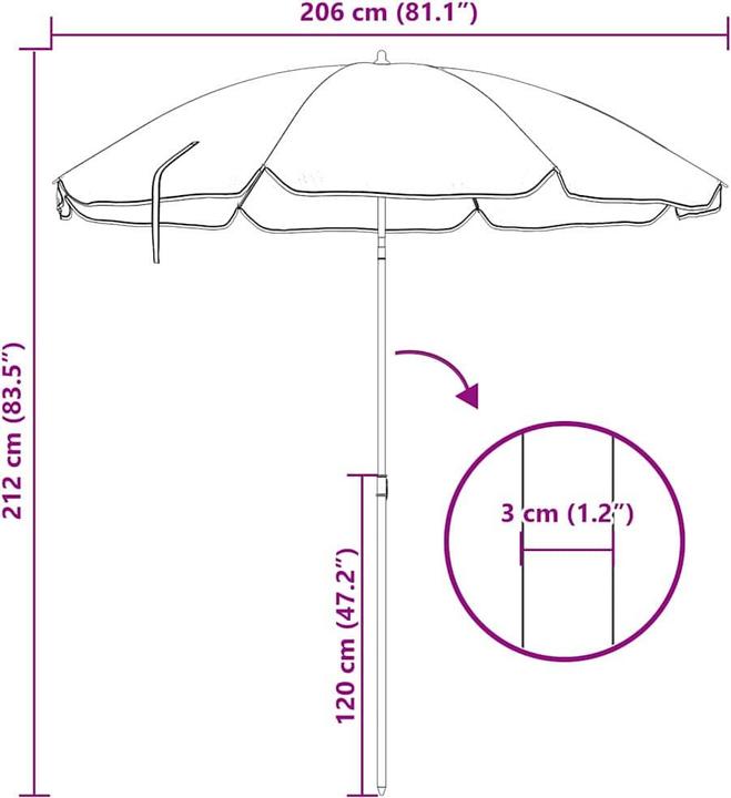 Image du produit vidaXL Parasol de plage (2.06 m)