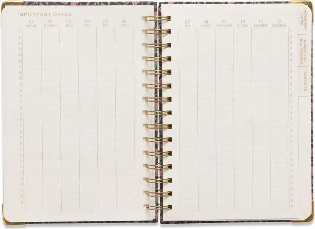 Actual product image Designworks Undated 13 Mo Perpetual Planner - Burgundy Vintage Floral (15 x 21, 1 day / 1 page)