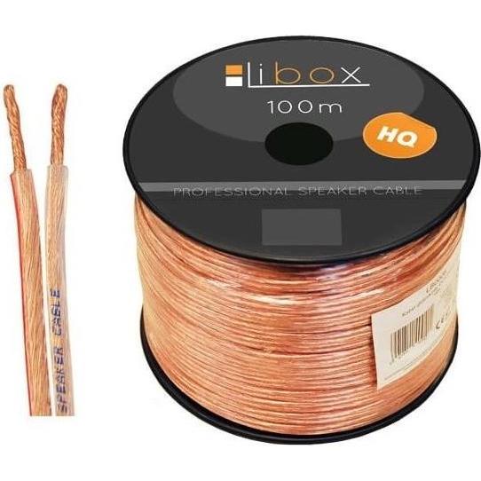 Libox TV Lautsprecherkabel 2×4 00mm LB0048 Audiokabel 100 m transparent (100 m), Lautsprecherkabel, Transparent