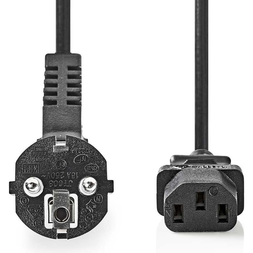 Thumbnail - Nedis Stromkabel Schutzkontaktstecker IEC-320-C13 Abgewinkelt Gerade Vernickelt 10.0 m (10 m), Stromkabel