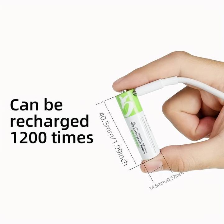 Produktbild PhoneLook Pack von 4 AA Lithium-Ionen-Batterien wiederaufladbar mit USB-C (Kabel inbegriffen) (4 Stk., AA)