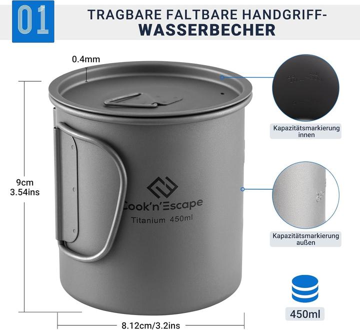 Actual product image Cook'n'Escape Camping Tasse mit Deckel und faltbarem Griff