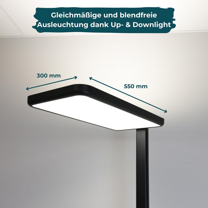 Actual product image Luxula LED Büro-Stehleuchte, Up/Down, schwarz (7000 lm)
