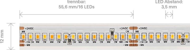 Immagine prodotto Sigor 15W/m TW Striscia LED 5000-2700K 5m 288LED/m IP67 24V Colore della luce controllabile (500 cm)