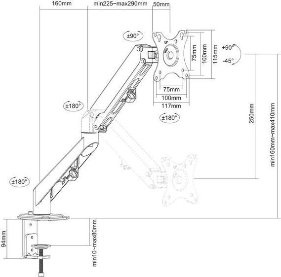 Produktbild Neomounts DS70-700BL1 (Tisch, 27.01")