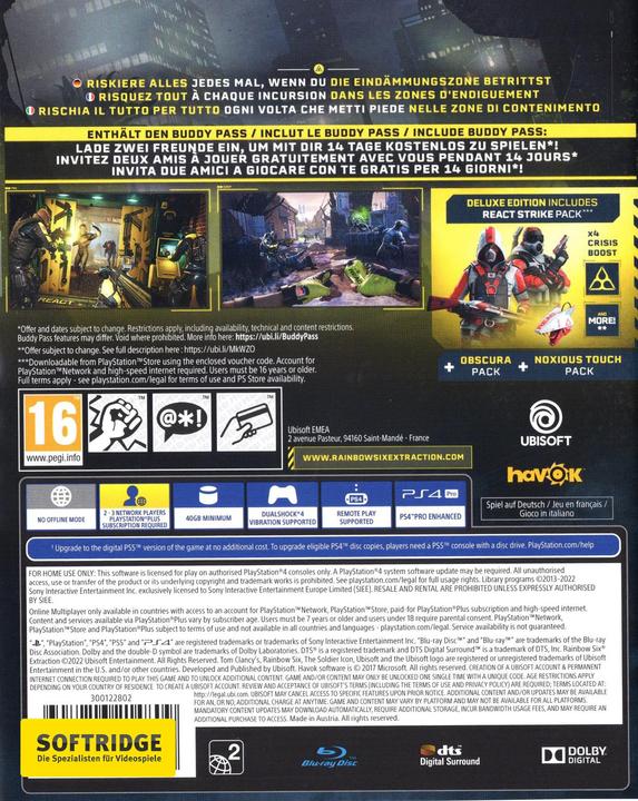 Image du produit Ubisoft Rainbow Six : Extraction - Édition Deluxe (PS4, Multilingue)
