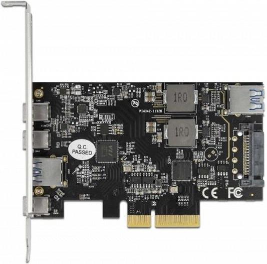 Actual product image Delock PCI Express x4 card to 3 x USB Type-C™ + 2 x USB Type-A