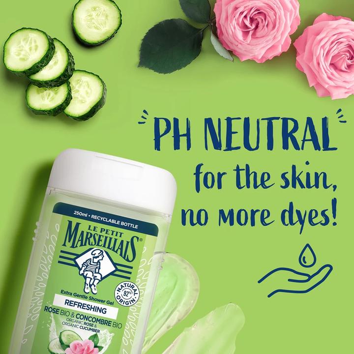 Actual product image Le Petit Marseillais Extra Gentle Shower Gel Organic Rose & Organic Cucumber 250ml (250 ml)