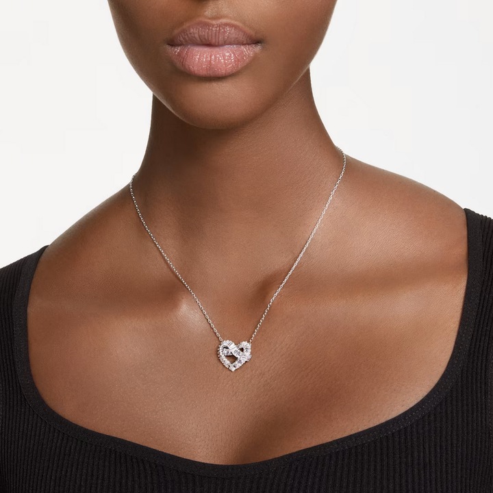 Produktbild Swarovski Matrix Halskette Verschiedene Schliffe Herz Weiss (Swarovski Metall, 38 - 43 cm)
