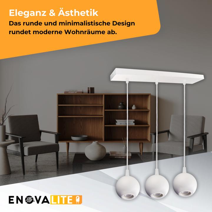 Produktbild Enovalite LED-Pendellampe GLOBE, GU10-Fassung, IP20, Ø10cm, 3 flammig, weiss (GU10)