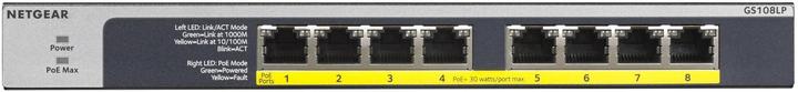 Productafbeelding Netgear GS108LP: Schakelaar met 8 poorten (8 ports)