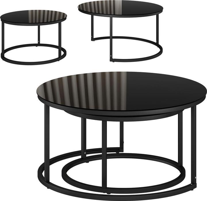 Actual product image Vicco Coffee table set Montreal, Black, 77 x 77 cm 2 parts