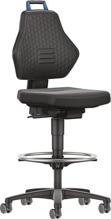 Produktbild Tecwerk Arbeitsdrehstuhl Rollen + Fussring Supertec schwarz Grifffarbe blau 580-860 mm