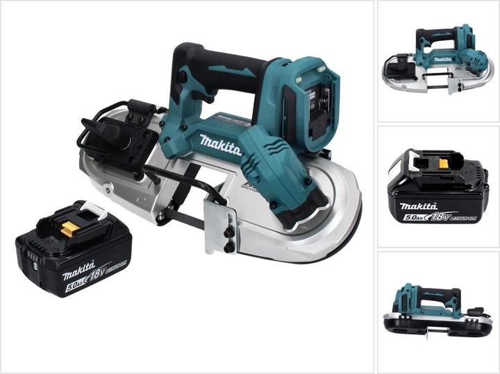 Makita DPB 183 T1 Sega a nastro a batteria 18 V 66 mm Brushless + 1x batteria 5.0 Ah - senza caricatore