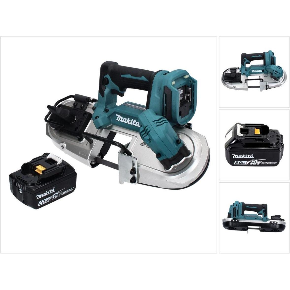 Makita, Dekupiersäge + Bandsäge, DPB 183 T1 Akku Bandsäge 18 V 66 mm Brushless + 1x Akku 5,0 Ah - ohne Ladegerät