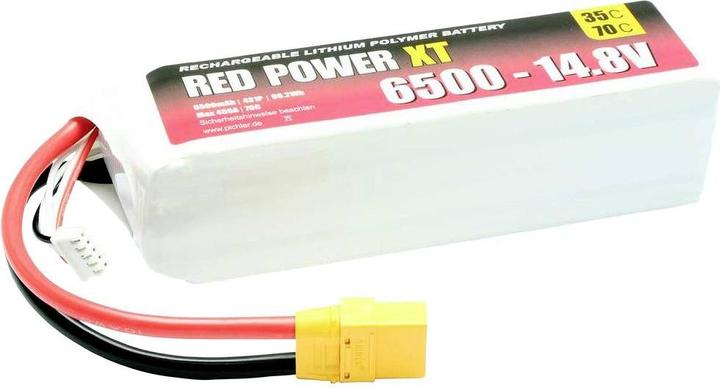 Immagine prodotto Red Power LiPo accupack 14.8 V 6500 mAh 35 C Softcase XT90 (14.80 V, 6500 mAh)