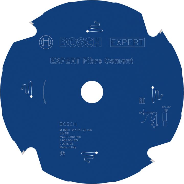 Productafbeelding Bosch Professional Zubehör Cirkelzaagblad Expert voor vezelcement 168 x 20 x 1,8/1,2 mm, T4