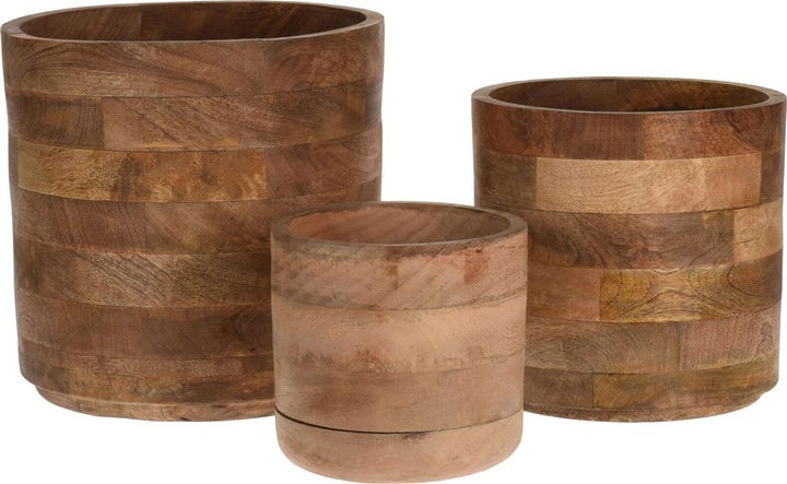 Produktbild Natura Punto Blumentöpfe aus Mangoholz, 3er-Set