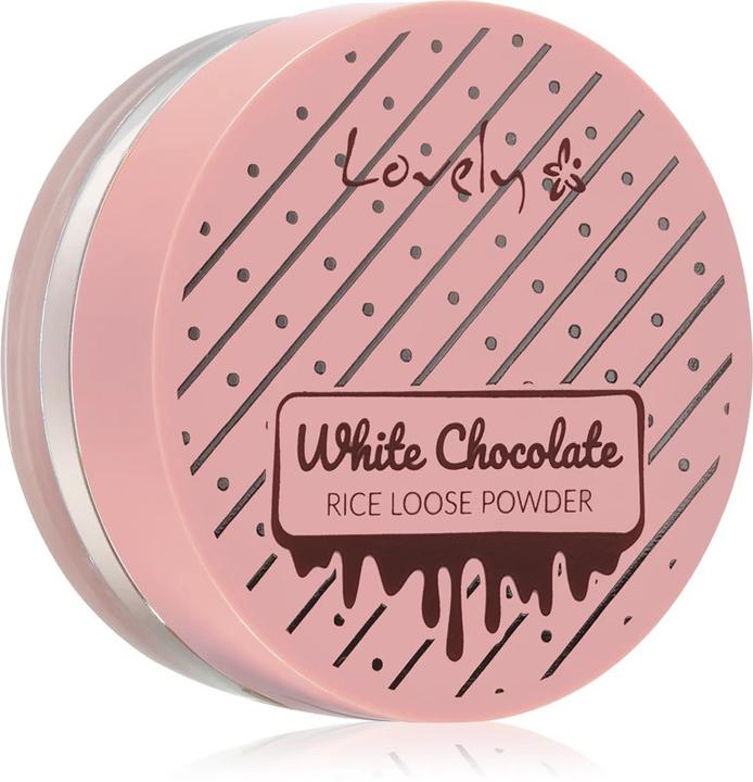 Lovely White Chocolate Rice Loose Powder Fixing Rice Face Powder For All Skin Types 8G (Transparent)