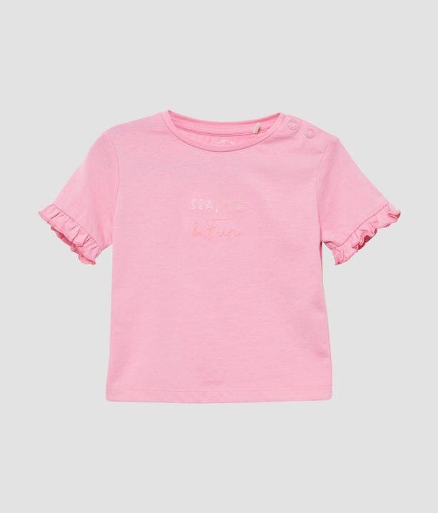 S.Oliver T-Shirt Baumwoll-T-Shirt mit Stickerei und Volantärmeln (74)