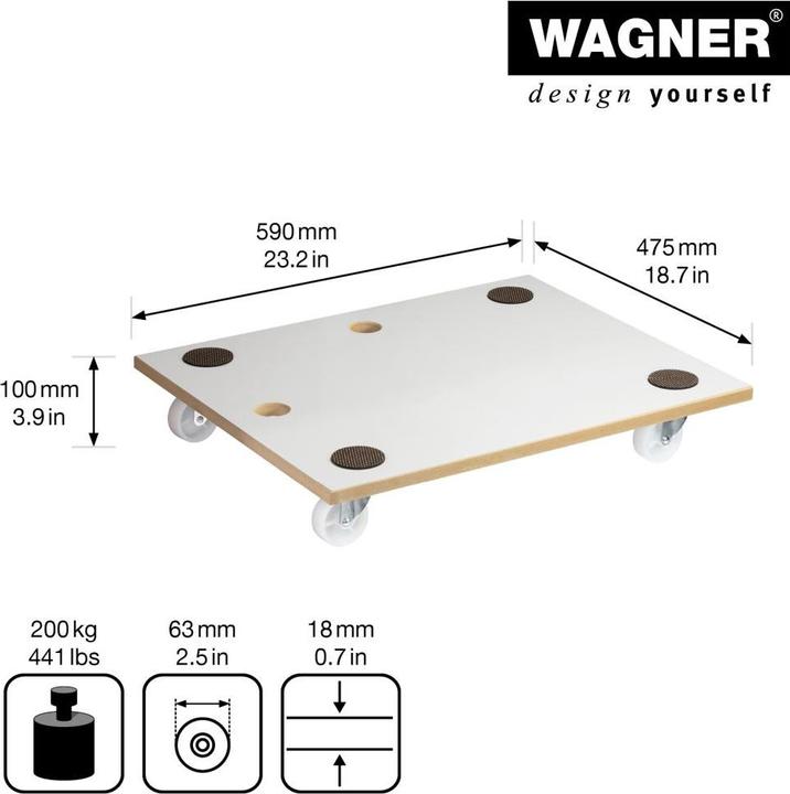 Immagine prodotto Wagner System Transporthilfe MM 1359 I Spezialbesch. I Tragkraft200 kg I Tappi antirimbalzo (200 kg)
