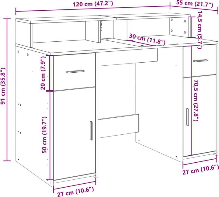 Immagine prodotto vidaXL Schreibtisch (120 x 55 x 91 cm)