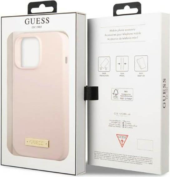 Produktbild Guess GUHMP13LSPLP iPhone 13 Pro / 13 6,1" różowy/pink hard case Silicone Logo Plate MagSafe (Apple iPhone 13 Pro)
