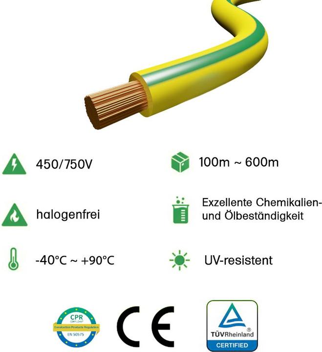Produktbild Offgridtec H07V-K Erdungskabel Grün / Gelb 10mm² 450/750V XLPO