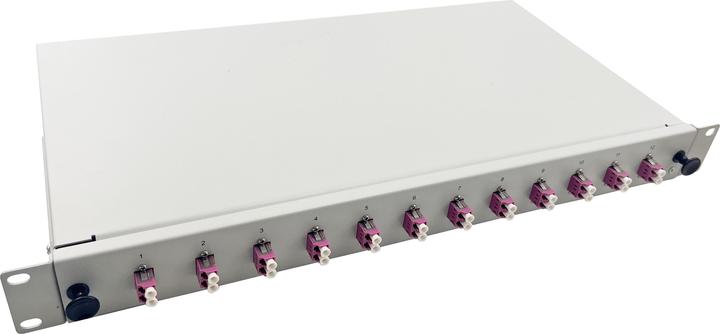 Helos FO 19" splice box 12 x LC Duplex OM4, ready to splice, grey